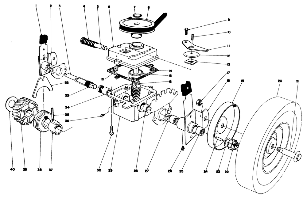 Gear Case Assembly-Model 16870 Diagram and Parts List for 16860 1000001 - 1999999 Toro Lawn Mower