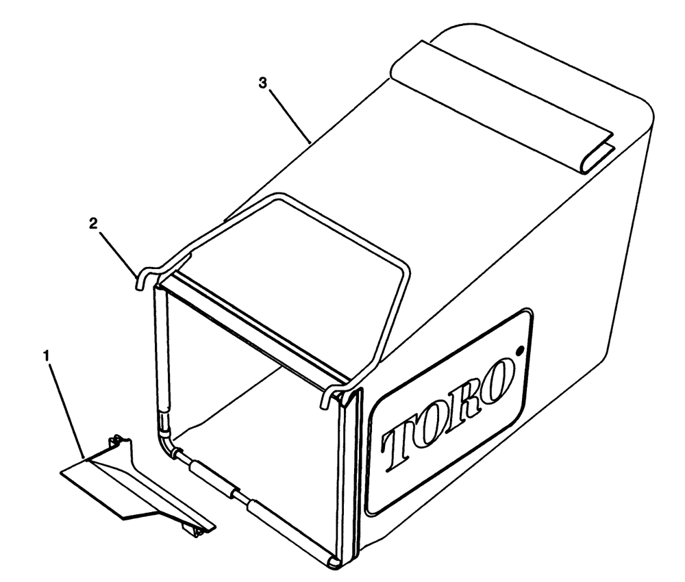 Grass Bag Assembly Diagram and Parts List for 20927B 2000001 - 2999999 Toro Lawn Mower