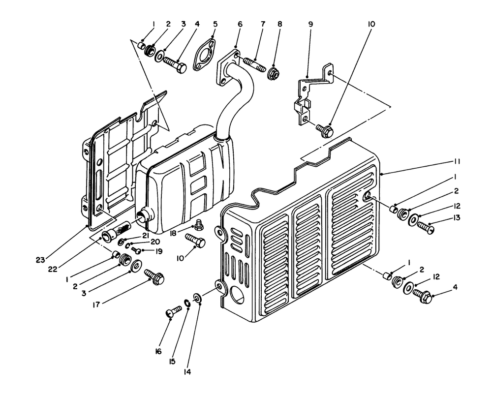 Exhaust Diagram and Parts List for 62008 8000001 - 8999999 Toro Generator