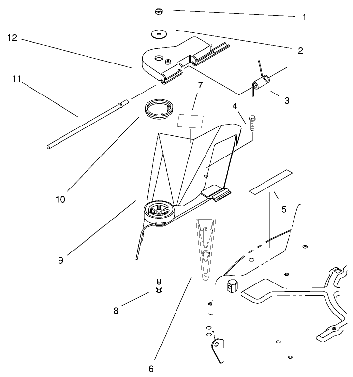 Deflector Assembly - Recycler Diagram and Parts List for 70142 79000001 - 79999999 Toro Lawn Tractor