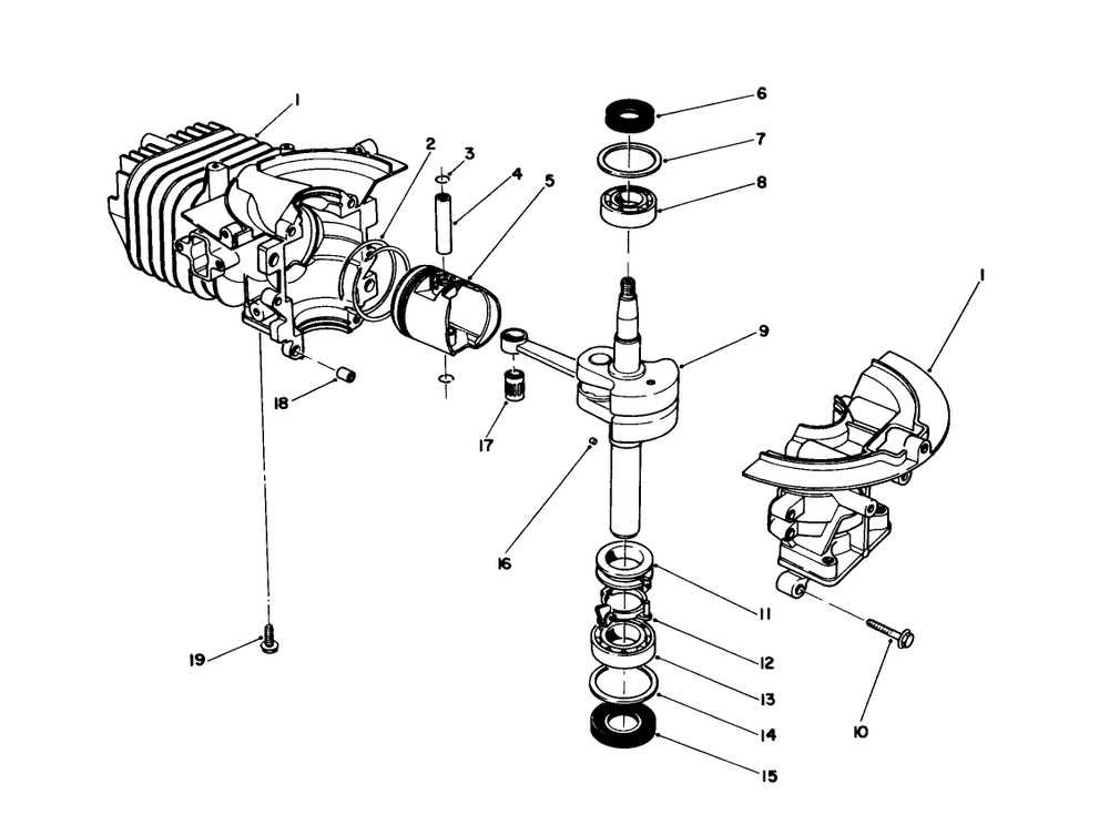 Short Block Assembly (Engine Model No. 47pm1-5) Diagram and Parts List for 38186 3900001 - 3999999 Toro Snow Blower