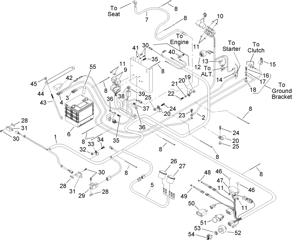 Electrical Component Assembly Diagram and Parts List for 74269 (240000001-240999999)(2004) Toro Lawn Mower