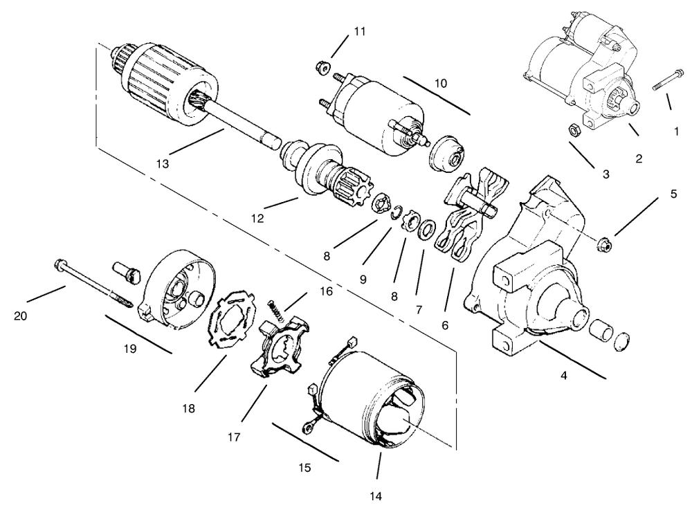 Starter Diagram and Parts List for 30611 890001 - 899999 Toro Lawn Tractor