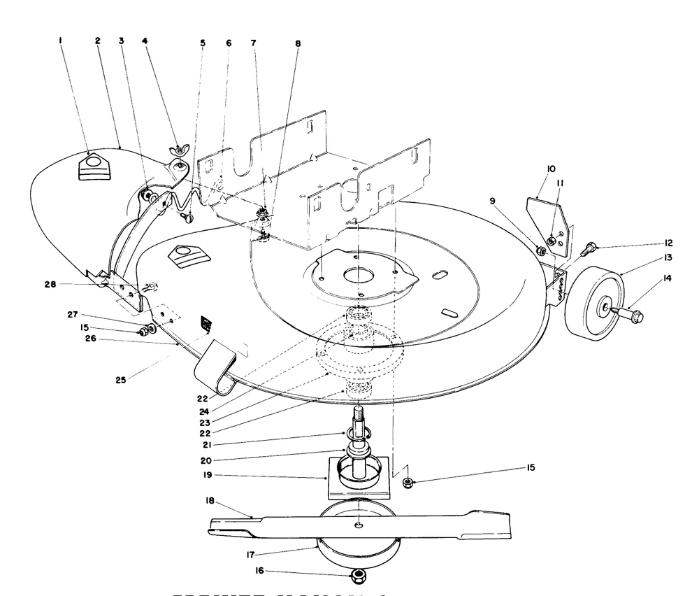 Mower Housing Assembly Diagram and Parts List for 56125 7000001 - 7999999 Toro Lawn Tractor