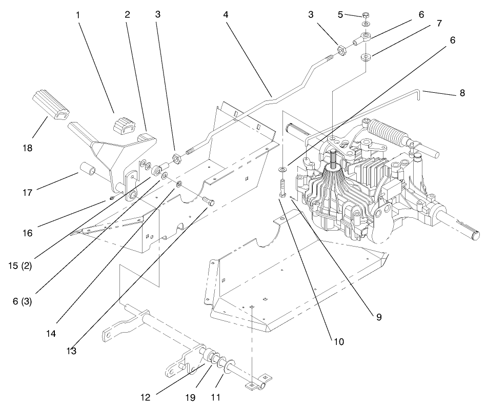 Hydro Control Diagram and Parts List for 72102 7900001 - 7999999 Toro Lawn Tractor