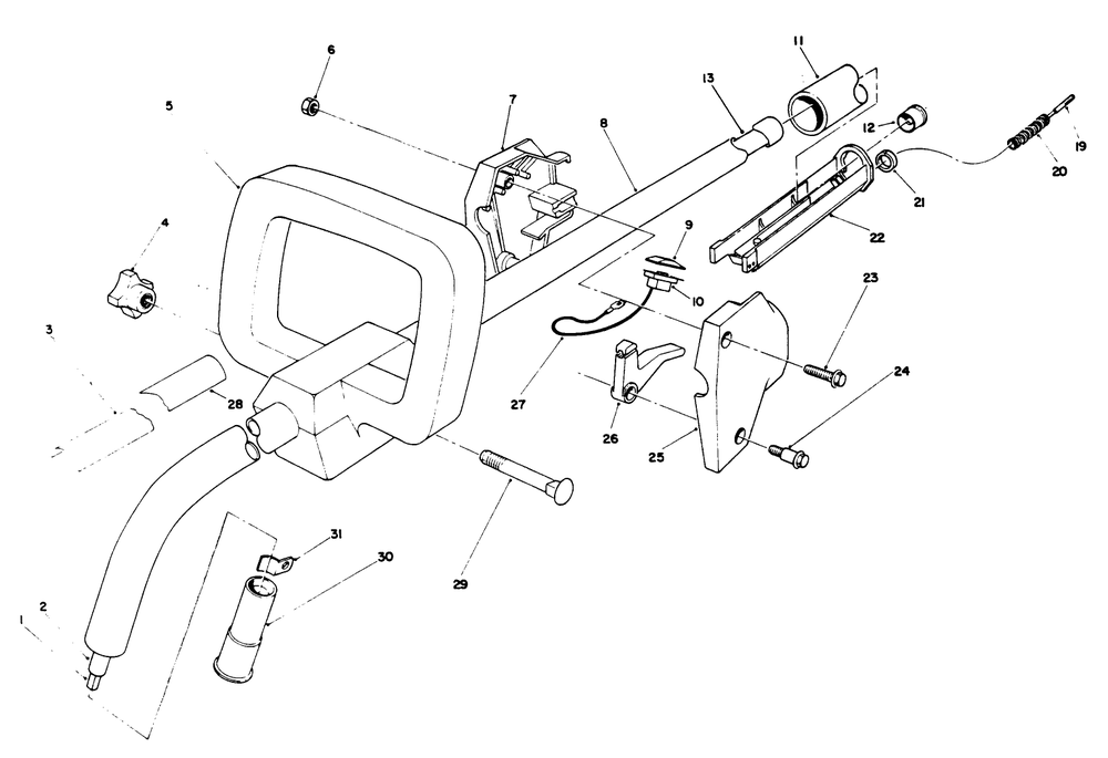Handle Assembly Diagram and Parts List for 51637 0000001 - 0999999 Toro Trimmer