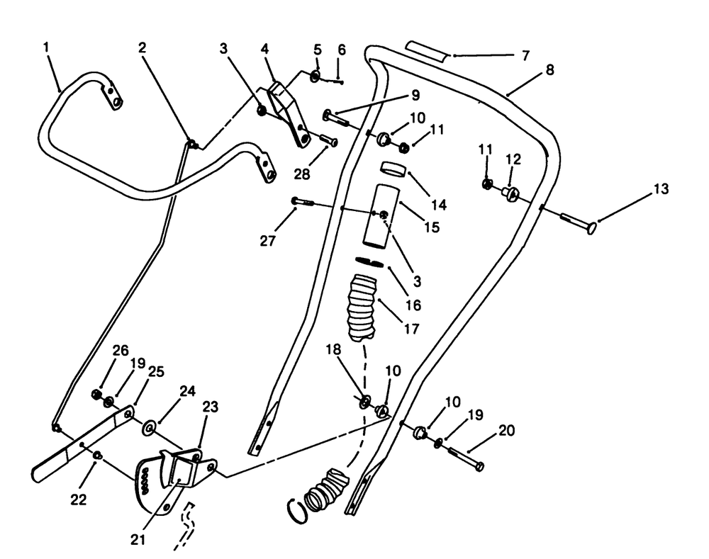 Handle Assembly Diagram and Parts List for 58431 1000001 - 1999999 Toro Edger