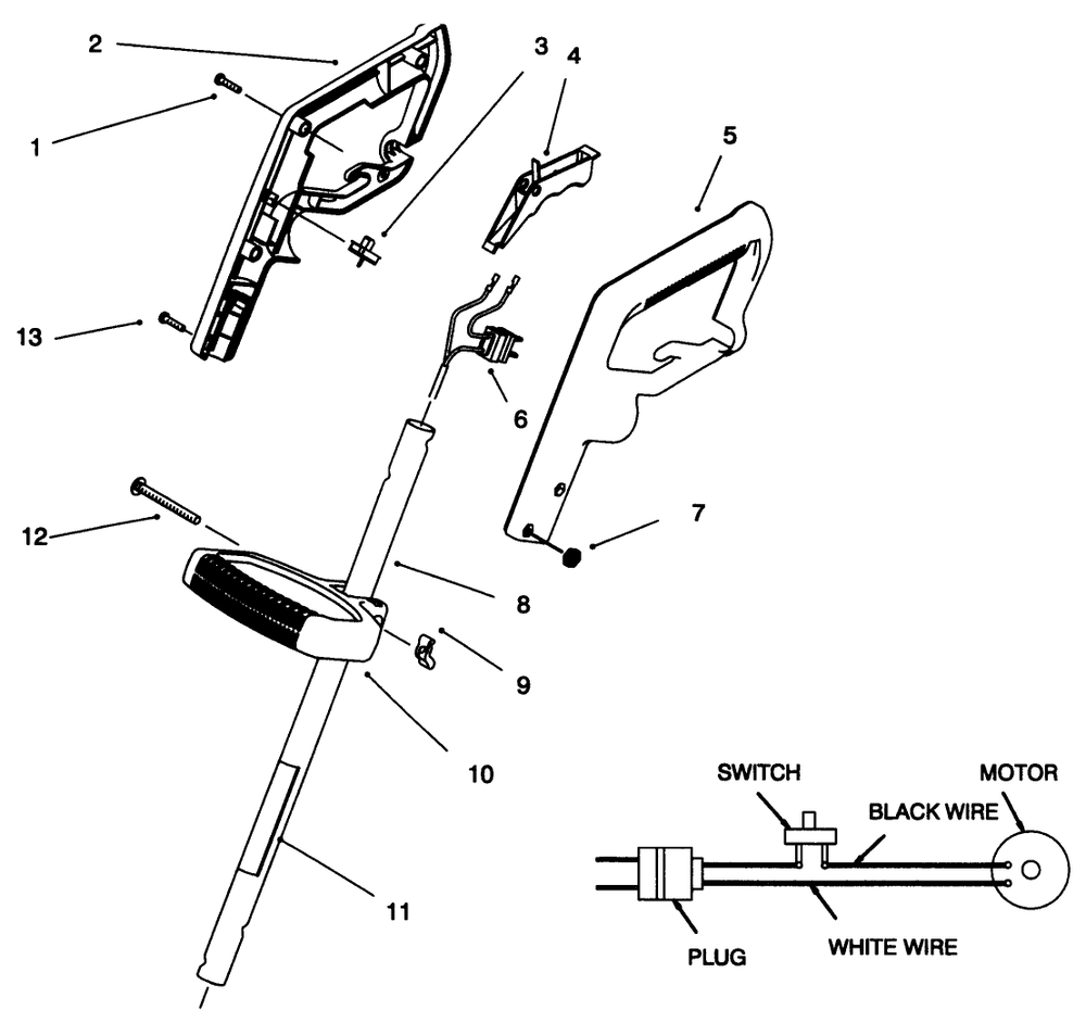 Handle Assembly Diagram and Parts List for 51446 69000001 - 69999999 Toro Trimmer