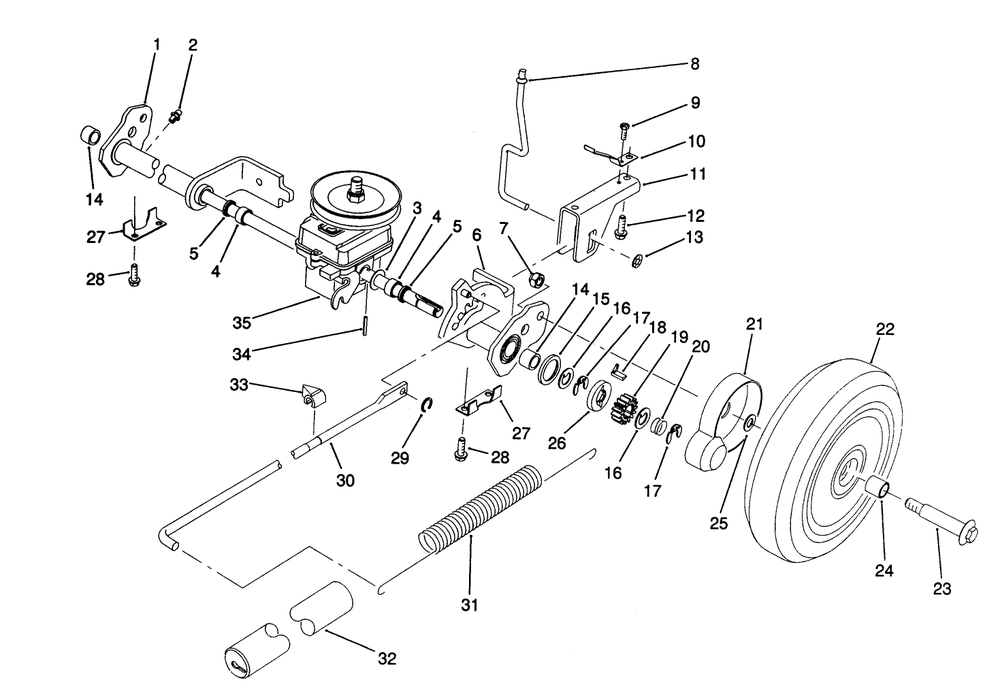 S.P. Rear Axle Assembly Diagram and Parts List for 20926B 2000001 - 2999999 Toro Lawn Mower