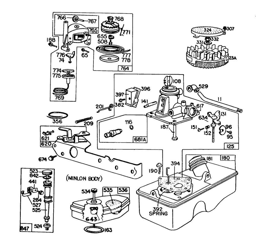 Carburetor Assembly Briggs & Stratton Model No. 93508-0197-01 Diagram and Parts List for 16890 1000001 - 1999999 Toro Lawn Mower