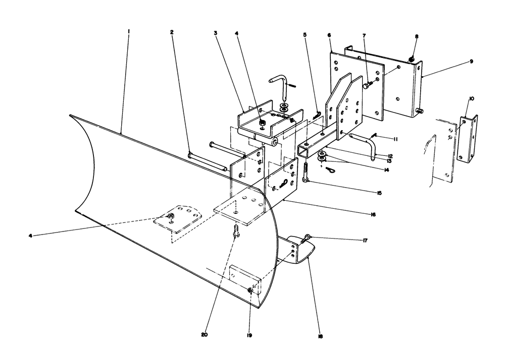 Grader Blade Assembly Model 59099 (Optional) Diagram and Parts List for 38035 5000001 - 5999999 Toro Snow Blower