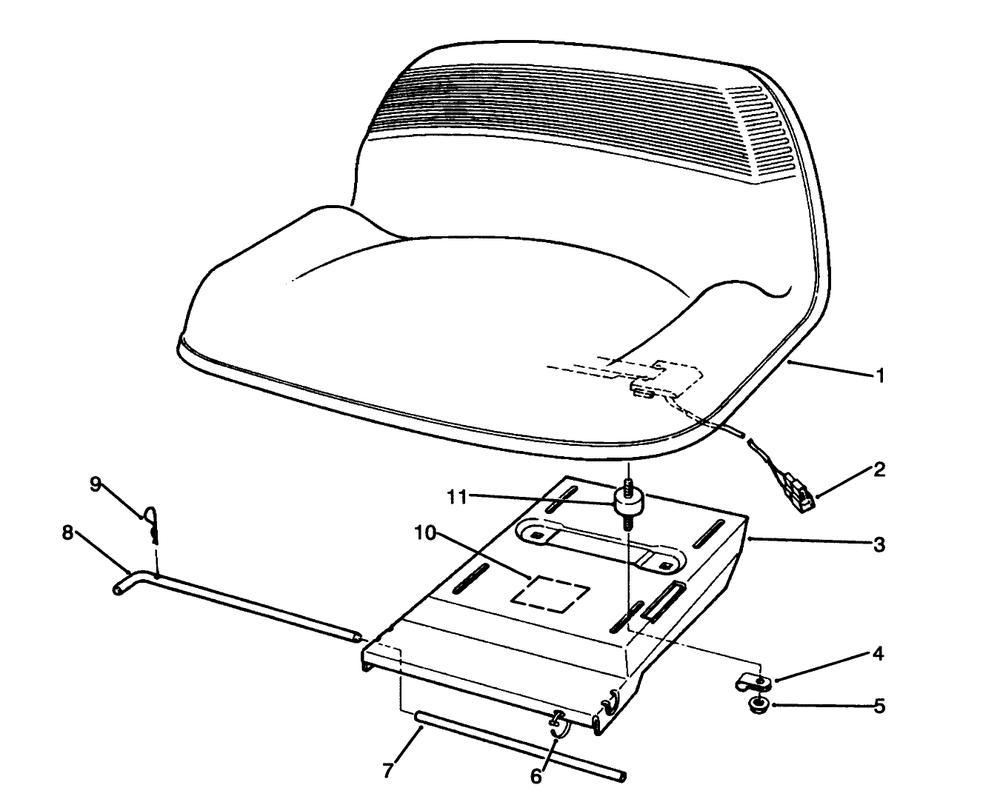 Seat Assembly Diagram and Parts List for 70141 59000001 - 59999999 Toro Lawn Tractor