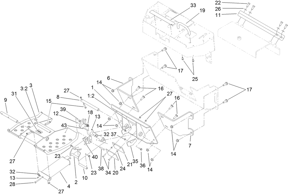 Platform Assembly Diagram and Parts List for 22476 404800000 - 999999999 Toro Lawn Tractor Accessories