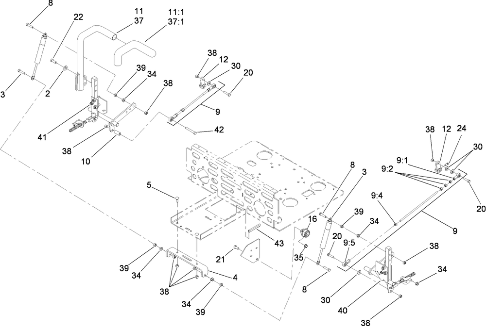 Steering Control Assembly Diagram and Parts List for 74238CP (280000001-280999999)(2008) Toro Lawn Mower