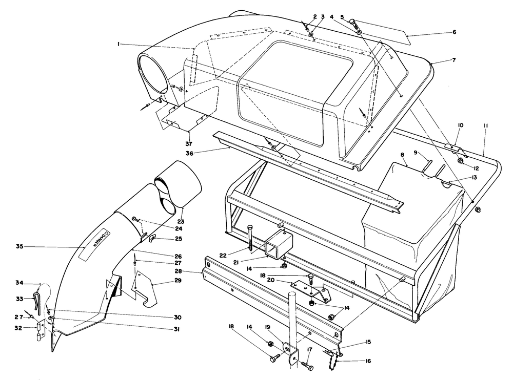 Twin Bagger Grass Catcher Model No. 59122 (Optional) Diagram and Parts List for 56155 4000001 - 4999999 Toro Lawn Tractor