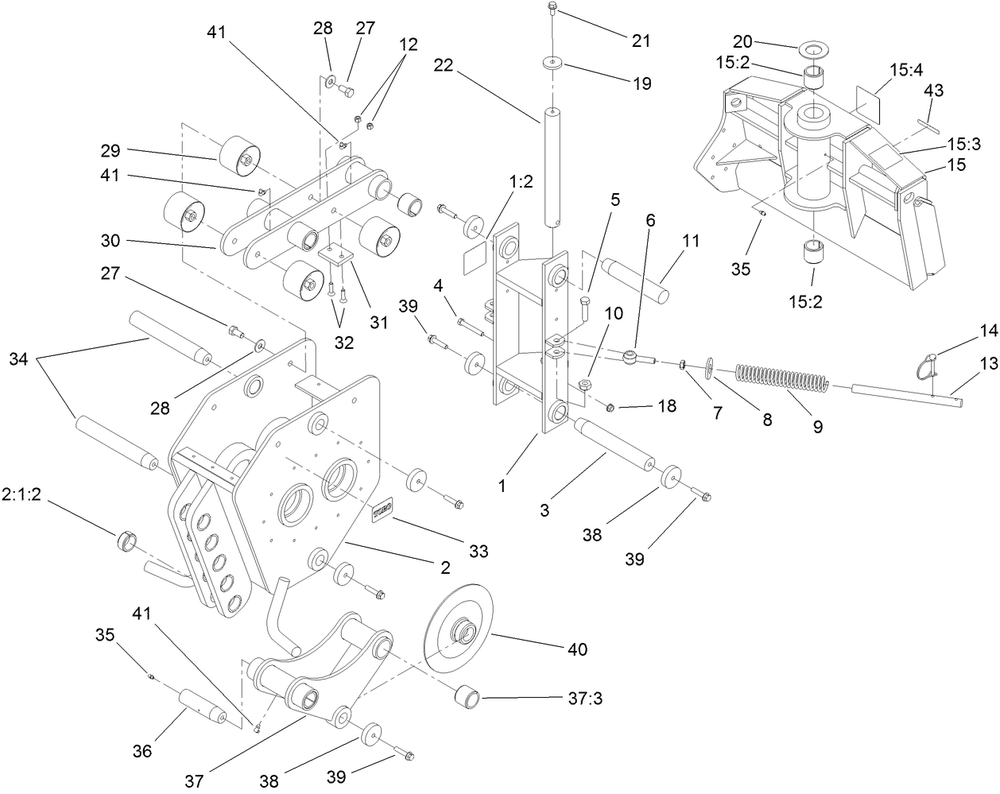 Quick Attach And Frame Assembly Diagram and Parts List for 22911 404320000 - 999999999 Toro Lawn Tractor Accessories