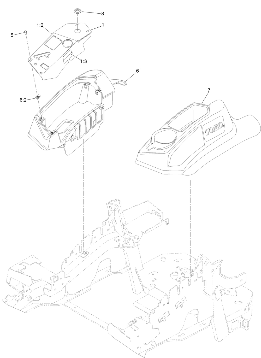 Console And Control Assembly Diagram and Parts List for 74952 403319825-999999999 Toro Lawn Mower