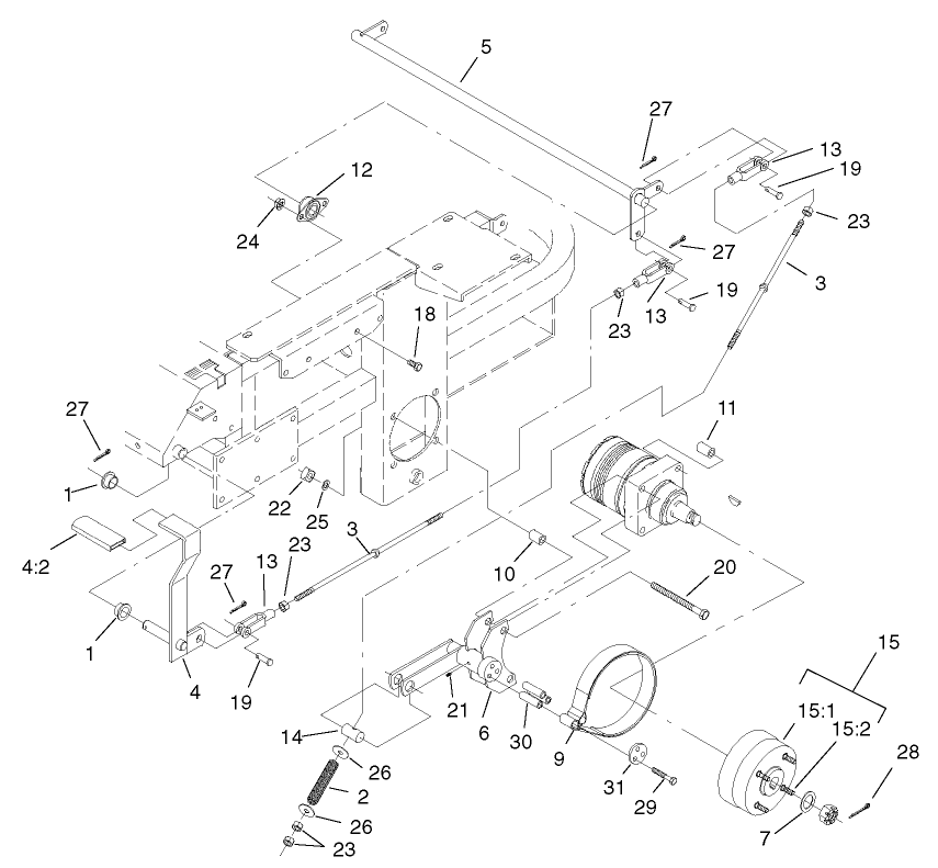 Brake And Wheel Hub Assembly Diagram and Parts List for 74214 (220000001-220999999)(2002) Toro Lawn Mower