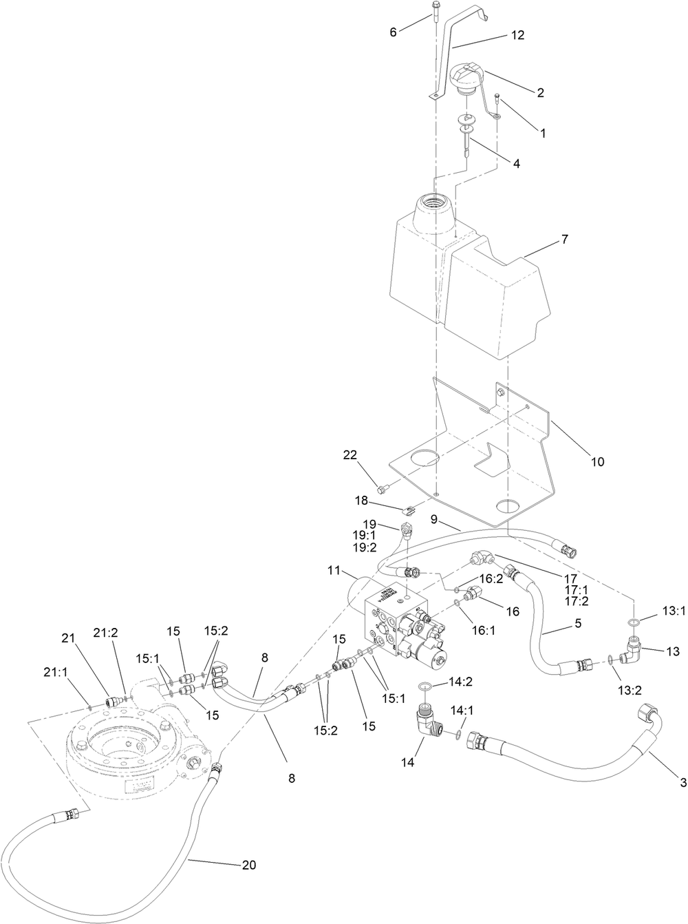 Hydraulic Manifold Assembly Diagram and Parts List for 68141 400000000 - 408899999 Toro Lawn Tractor Accessories