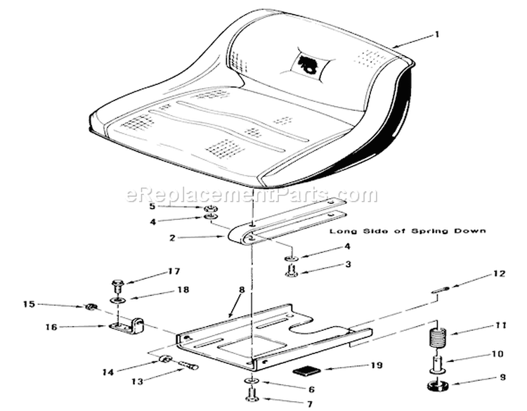 Seat Diagram and Parts List for A1-114202 1983 Toro Lawn Tractor