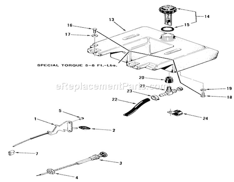 Throttle Choke And Fuel System Diagram and Parts List for A1-114202 1983 Toro Lawn Tractor