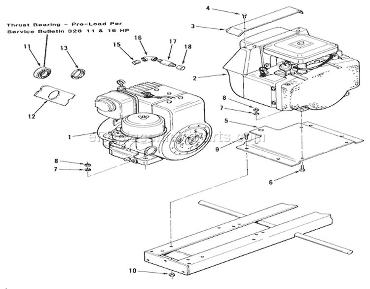 Engines Diagram and Parts List for A1-114202 1983 Toro Lawn Tractor