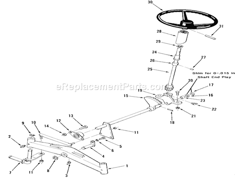 Front Axle And Steering Diagram and Parts List for A1-114202 1983 Toro Lawn Tractor