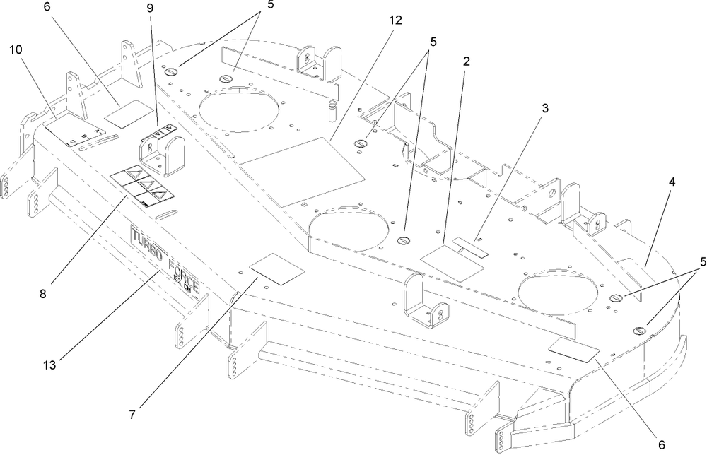 Deck Decal Assembly Diagram and Parts List for 74268TE (250000001-250999999)(2005) Toro Lawn Mower