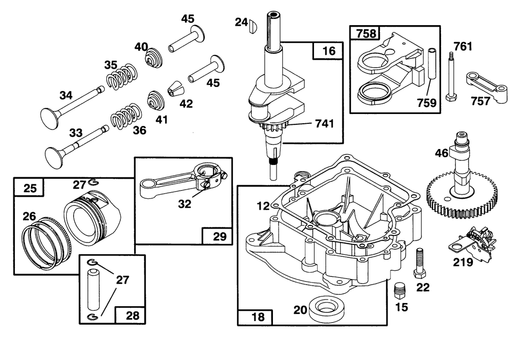 Engine Briggs & Stratton Model 283707-0156-01 Diagram and Parts List for 71201 6900001 - 6999999 Toro Lawn Tractor
