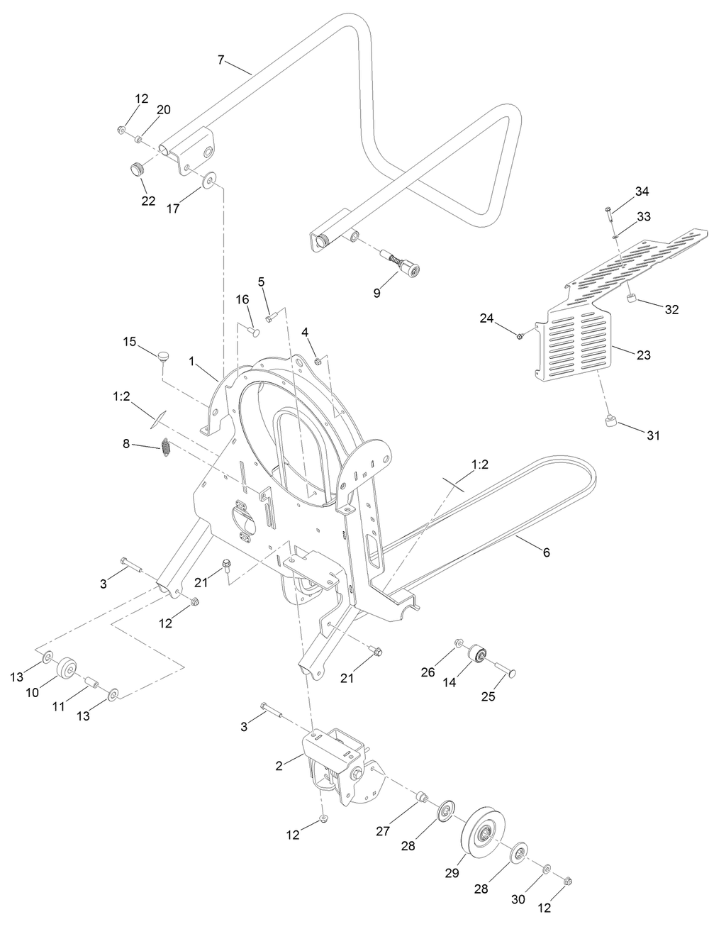 Blower Frame Assembly Diagram and Parts List for 78593 403400000-999999999 Toro Lawn Mower