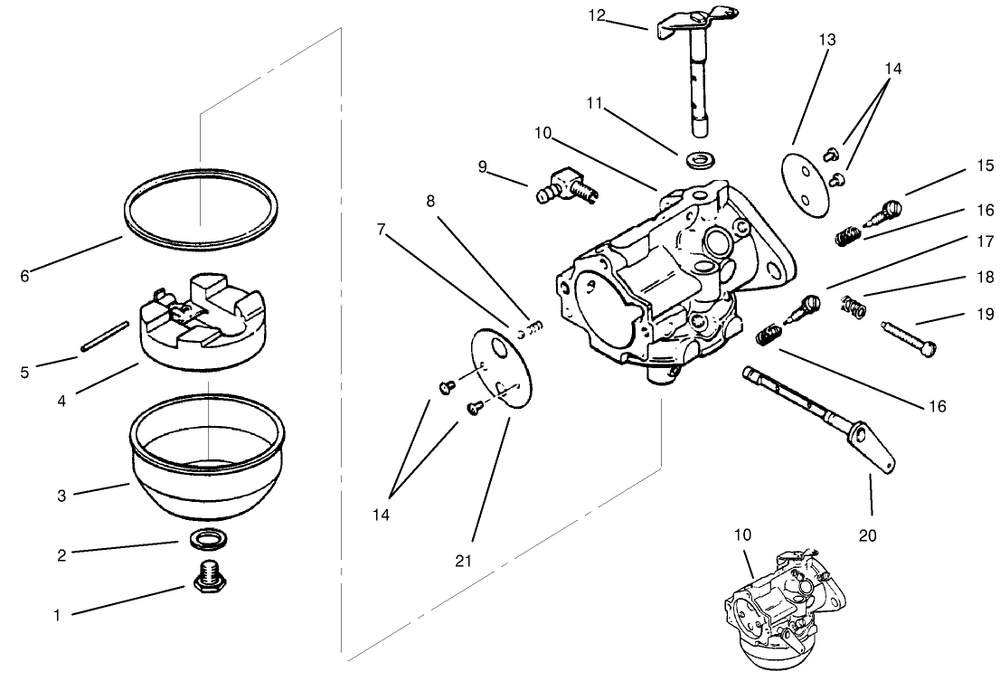 Carburetor Kohler Model Ms14s-Ts601559 Diagram and Parts List for 73403 6900001 - 6999999 Toro Lawn Tractor