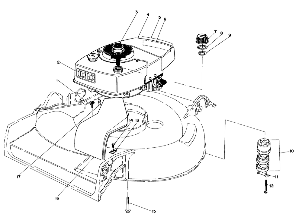 Engine Assembly Diagram and Parts List for 16297C 5000001 - 5999999 Toro Lawn Mower