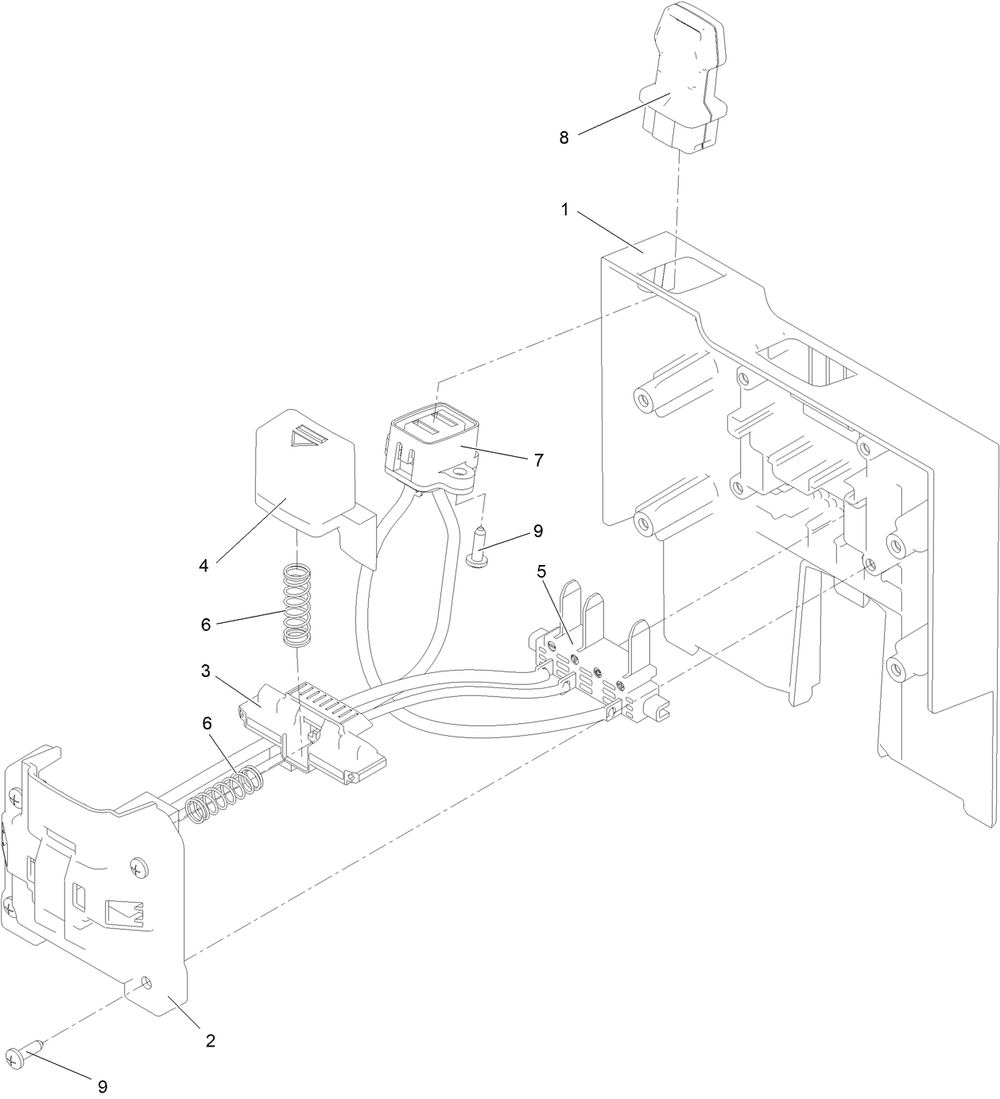 Battery Interface Assembly No. 134-4105 Diagram and Parts List for 21844 321000001 - 321999999 Toro Lawn Mower