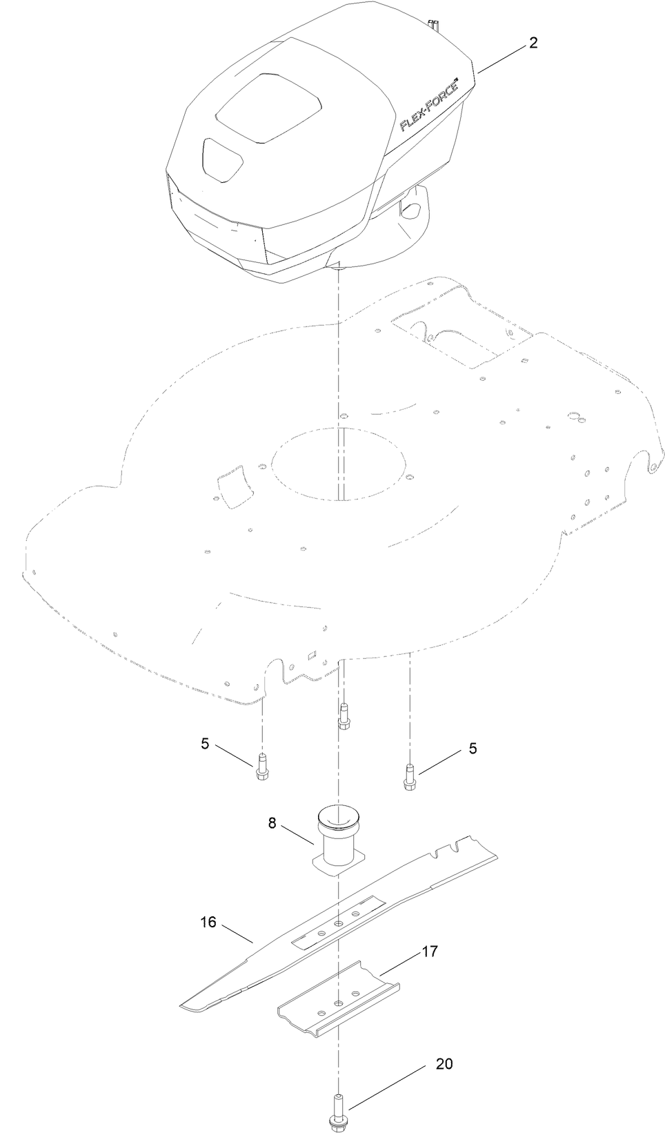 Motor Module And Blade Assembly Diagram and Parts List for 21864 400000000 - 411999999 Toro Lawn Mower