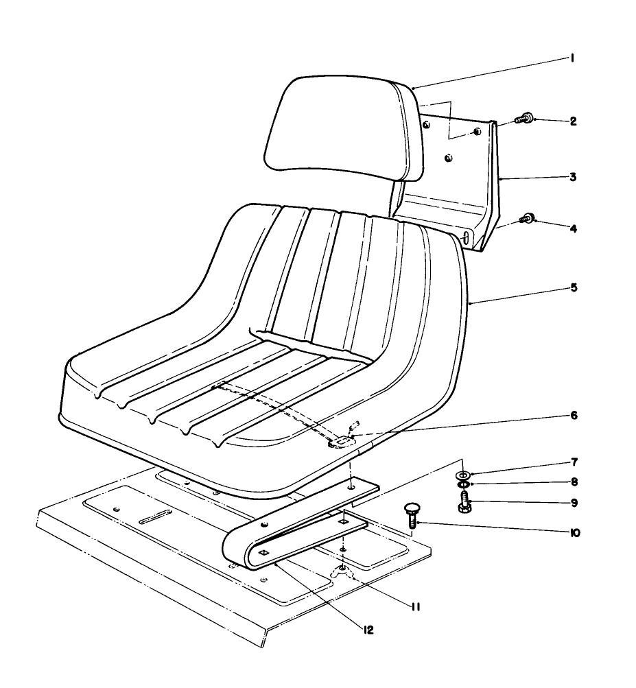 Standard Seat Kit Diagram and Parts List for 30754 (800001-899999)(1988) Toro Lawn Tractor