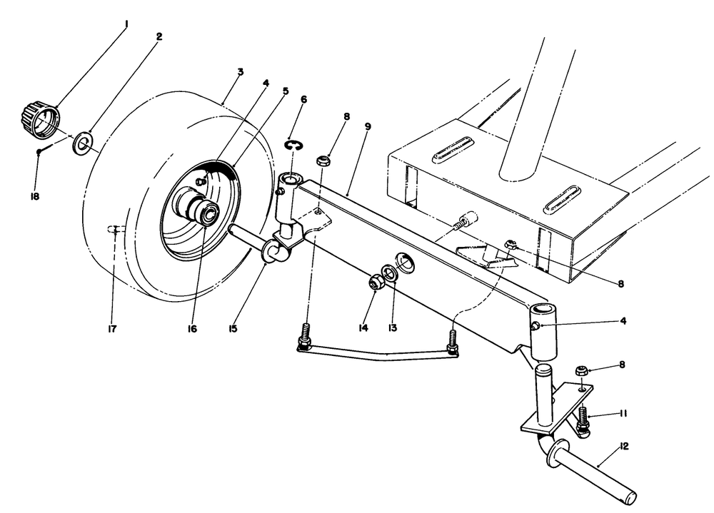 Front Axle Assembly Diagram and Parts List for 56133 1000001 - 1999999 Toro Lawn Tractor