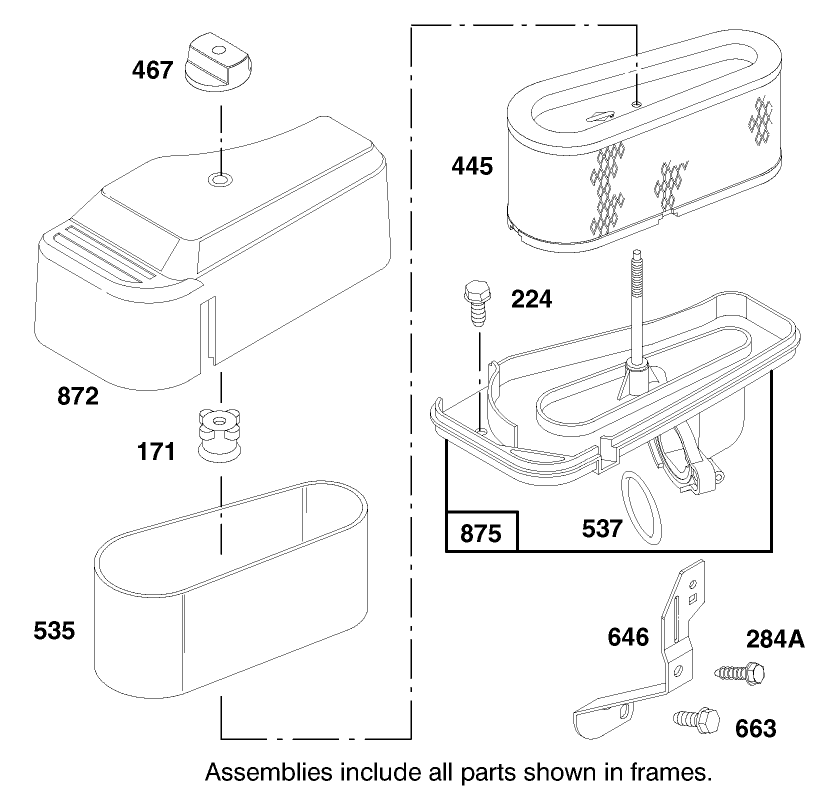 Engine Briggs & Stratton Model 28n707-0631-A1 Diagram and Parts List for 71215 7900001 - 7999999 Toro Lawn Tractor