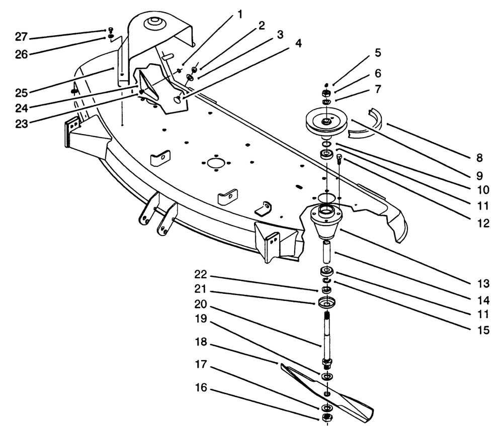 Cover & Spindle Assembly Diagram and Parts List for 05-48SS01 2000001 - 2999999 Toro Lawn Mower