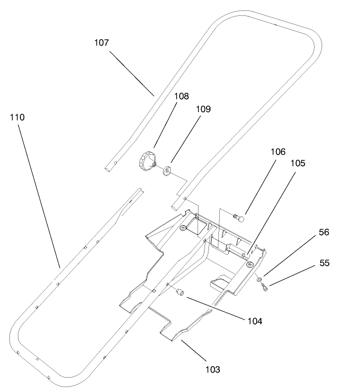 Handle Assembly Diagram and Parts List for 38175 7900001 - 7999999 Toro Snow Blower