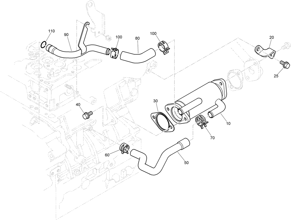 Exhaust Gas Recirculation Cooler Assembly Diagram and Parts List for 22530 414400000 - 999999999 Toro Lawn Tractor Accessories