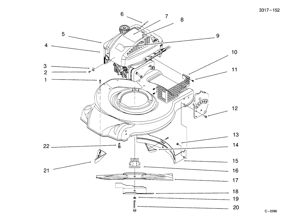 Engine Assembly Diagram and Parts List for 20443 5900001 - 5999999 Toro Lawn Mower