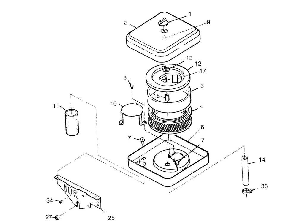 Air Cleaner Diagram and Parts List for 74140 590001 - 599999 Toro Lawn Tractor