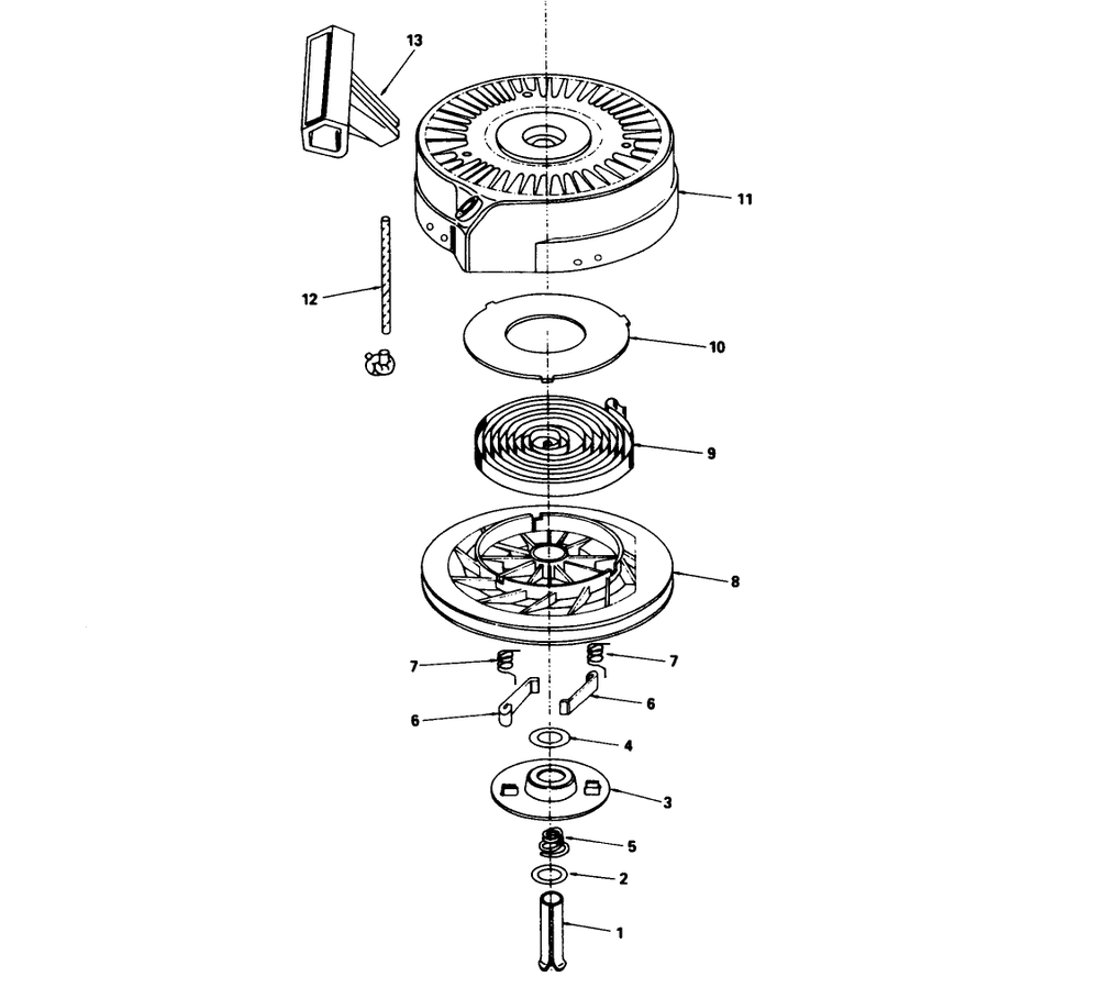 Rewind Starter No. 590621 Diagram and Parts List for 16775 8000001 - 8022965 Toro Lawn Mower