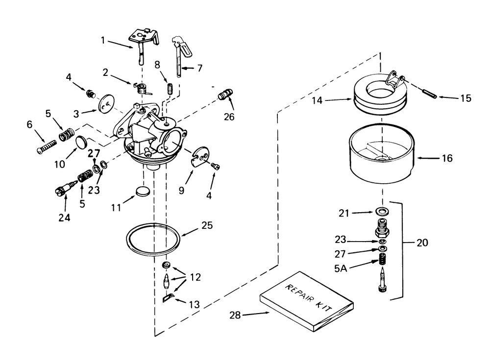 Carburetor No. 632334 Diagram and Parts List for 38573 8000001 - 8999999 Toro Snow Blower