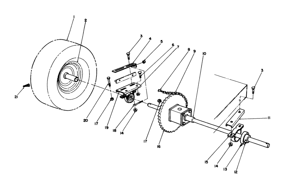 Rear Axle Assembly Diagram and Parts List for 56123 9000001 - 9999999 Toro Lawn Tractor