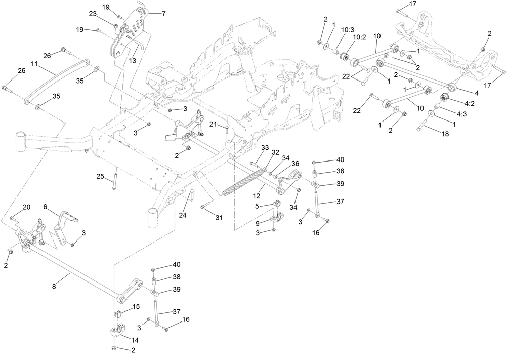 Deck Lift Assembly Diagram and Parts List for 74960 (316000001-316999999)(2016) Toro Lawn Mower