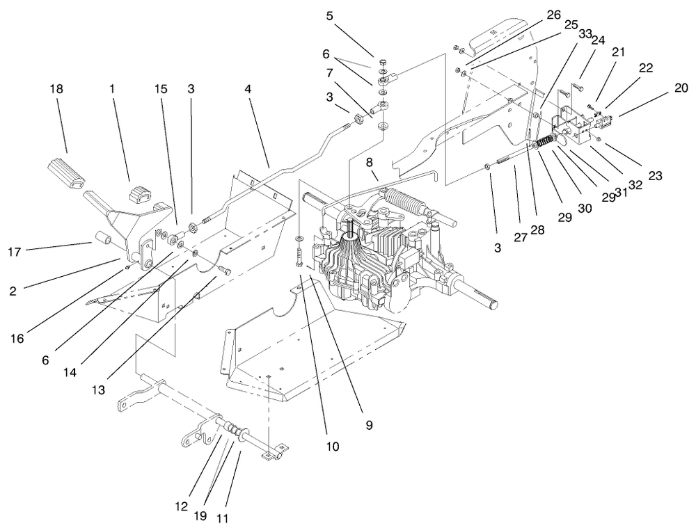 Hydro Controls Assembly Diagram and Parts List for 72070 9900001 - 9999999 Toro Lawn Tractor