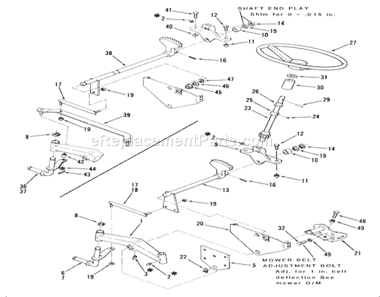 Front Axle And Steering (mower Hanger) Diagram and Parts List for A2-083202 1983 Toro Lawn Tractor