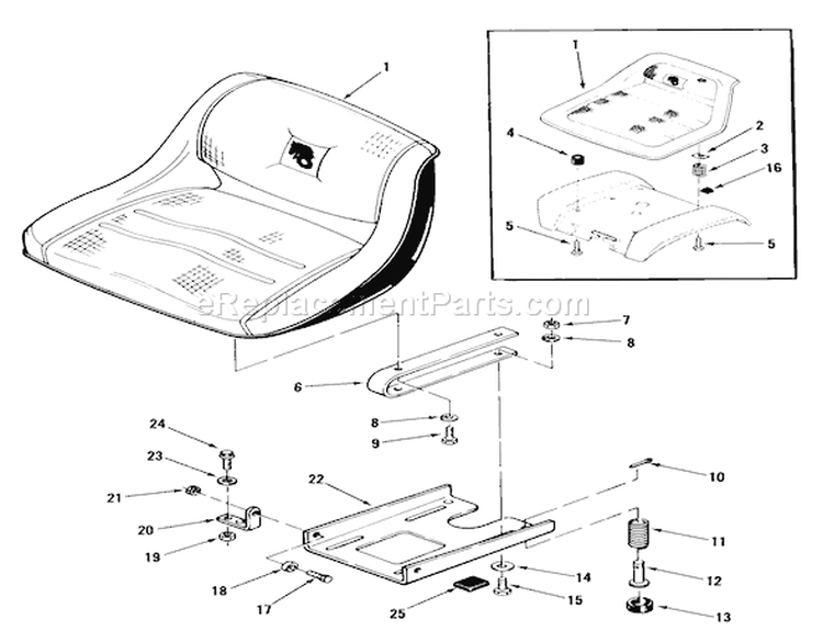 Seat And Suspension Diagram and Parts List for A2-083202 1983 Toro Lawn Tractor