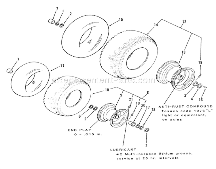 Wheels And Tires Diagram and Parts List for A2-083202 1983 Toro Lawn Tractor